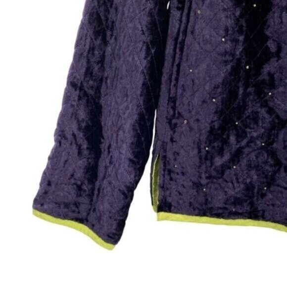 Purple Velvet Embroidered Quilted Silk Reversible Jacket Beaded Fairy Whimsicore - Picture 3 of 15
